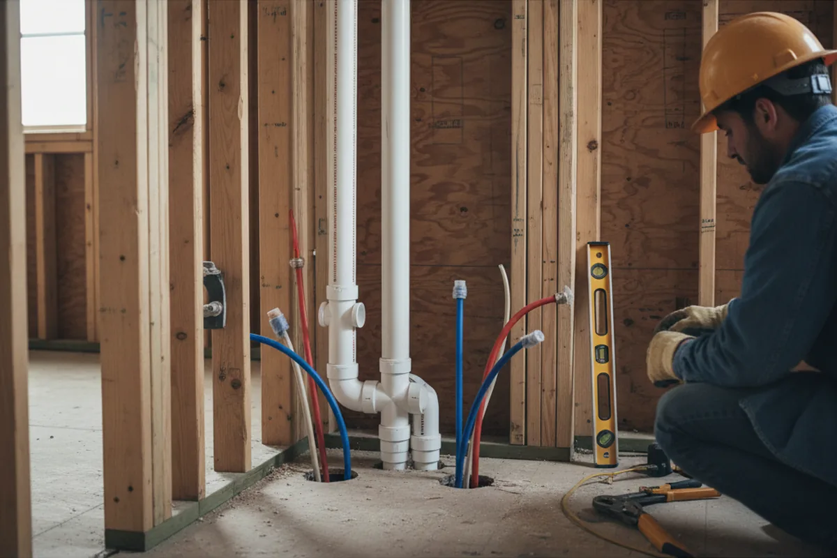 Drain and supply rough-in during Leak Detection in Greenwald