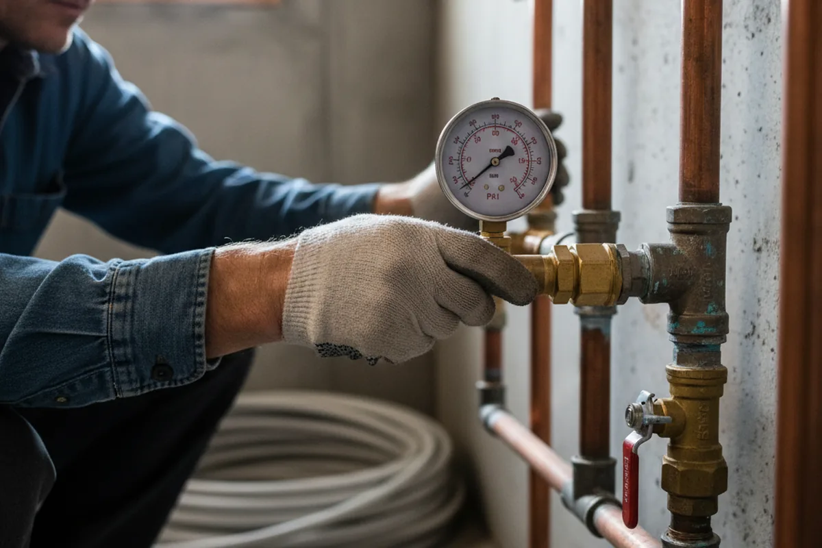 Pressure testing a repaired line during Water Line Repair in Greenwald
